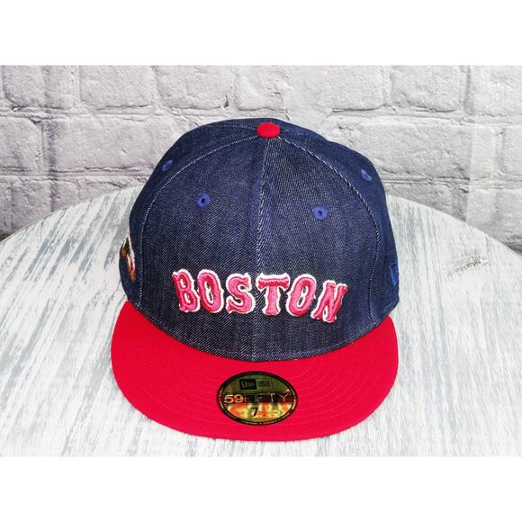 New Era 59Fifty 2007 World Series Boston Red Sox Denim Fitted Hat Sz 7 1/2 New - Picture 1 of 11